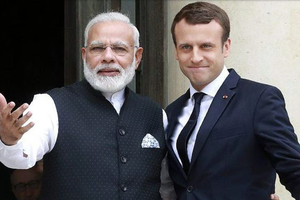 PM Narendra Modi with France President Emmanuel Macron