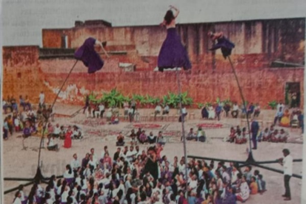 Artists perform during 'RoZéO', a unique aerial show, at Jaigarh Fort in Jaipur. They had performed at the opening ceremony of Paris Olympics 2024.